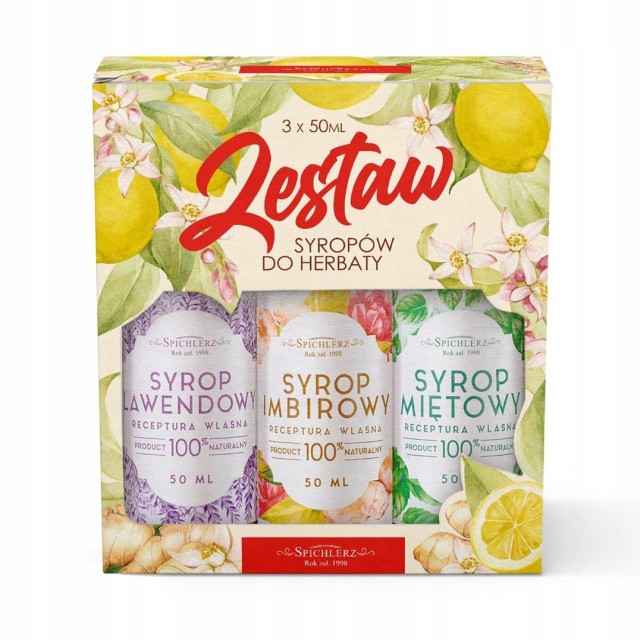 Zestaw SYROPÓW do herbaty drinków syrop imbir lawenda mięta 3 x 50 ml
