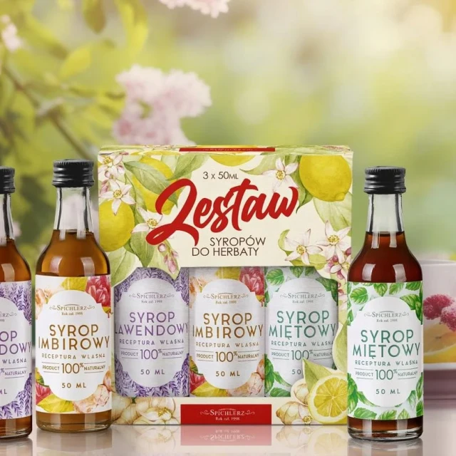 Zestaw SYROPÓW do herbaty drinków syrop imbir lawenda mięta 3 x 50 ml