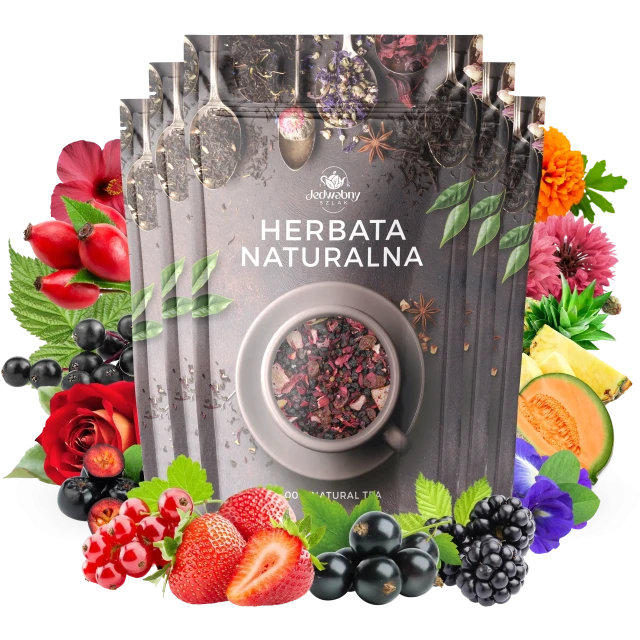 Zestaw herbat OWOCOWYCH 5 szt: Leśny Dzban - Cesarska żurawina - Wiśnia i Rum - Truskawkowa Margarita - Purpurowe Wyspy