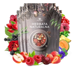 Zestaw herbat OWOCOWYCH 5 szt: Leśny Dzban - Malinowo Poziomkowa - Niespodzianka - Cesarska Żurawina - Purpurowe Wyspy