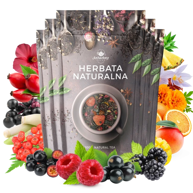 Zestaw herbat OWOCOWYCH 5 szt: Wzmocnienie - Cesarska Żurawina - Leśny Dzban - Żurawinowo Truskawkowa - Mango Tango