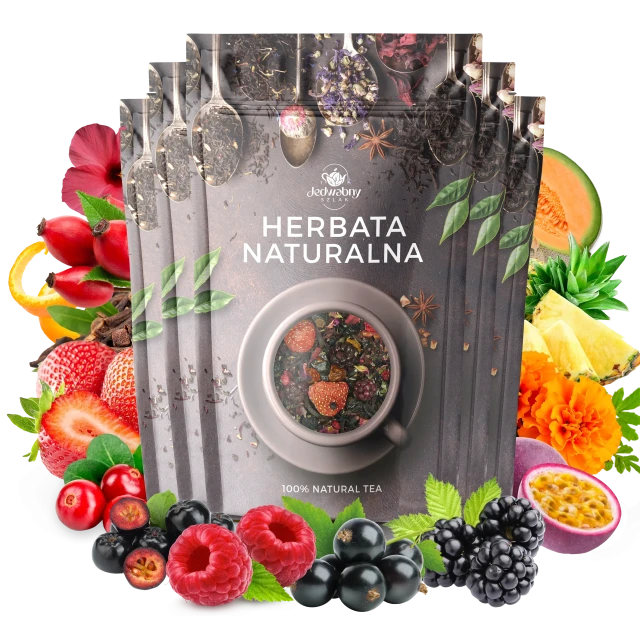 Zestaw herbat OWOCOWYCH 5 szt: Godziki w pomaranczy - Żurawinowo Truskawkowa - Leśny Dzban - Truskawkowa Margarita - Yellow Submarine