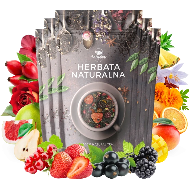 Zestaw herbat OWOCOWYCH 5 szt: Pieczona Gruszka - Żurawinowo Truskawkowa - Leśny Dzban - Malinowe Mojito - Mango Tango