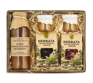 BOX Prezentowy Naturalny SYROP POMARAŃCZOWY herbata KONFITURA pomarańczowa