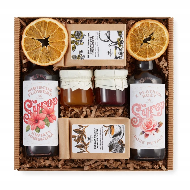 Elegancki PREZENT zestaw produktów NATURALNE herbata owocowa