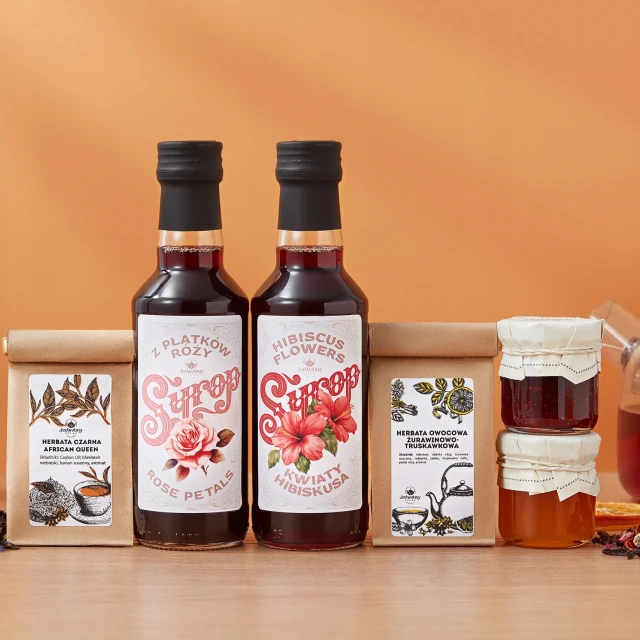 Elegancki PREZENT zestaw produktów NATURALNE herbata owocowa