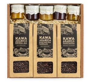 Kosz prezentowy kawa i naturalne konfitury