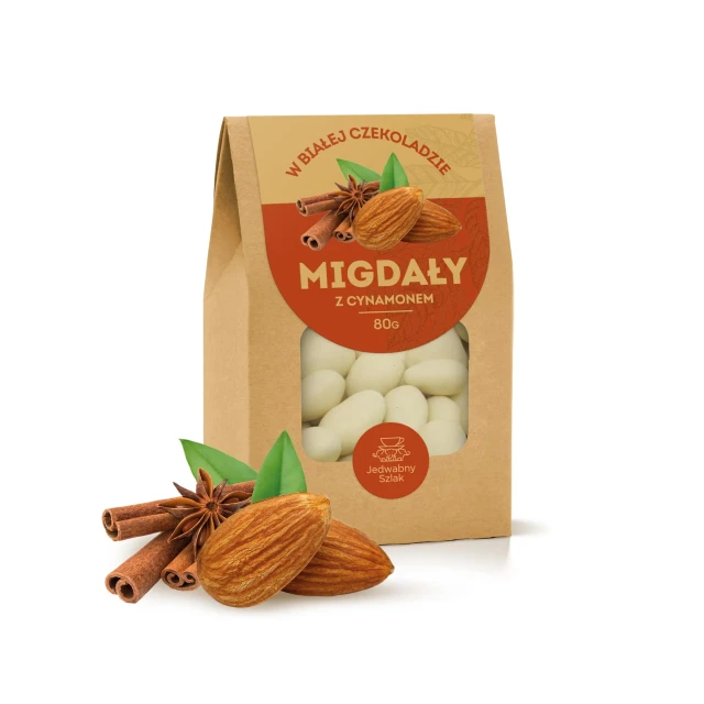 Migdały w białej czekoladzie z cynamonem 80 g