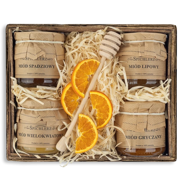 Zestaw prezentowy naturalnych miodów 4x235g