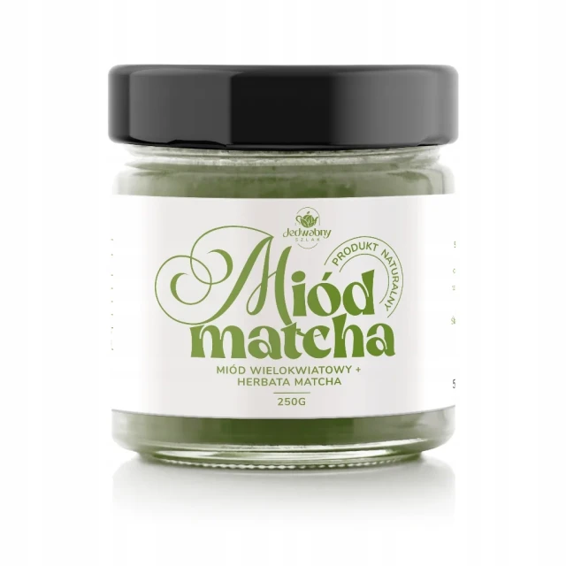 Miód wielokwiatowy z MATCHĄ 250g podziękowanie UPOMINEK na PREZENT LATTE