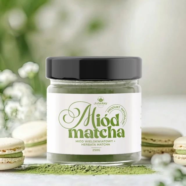 Miód wielokwiatowy z MATCHĄ 250g podziękowanie UPOMINEK na PREZENT LATTE