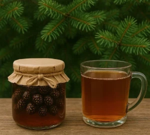 Syrop z pędów sosny 200 ml ekologiczny 100% naturalny na kaszel DO HERBATY