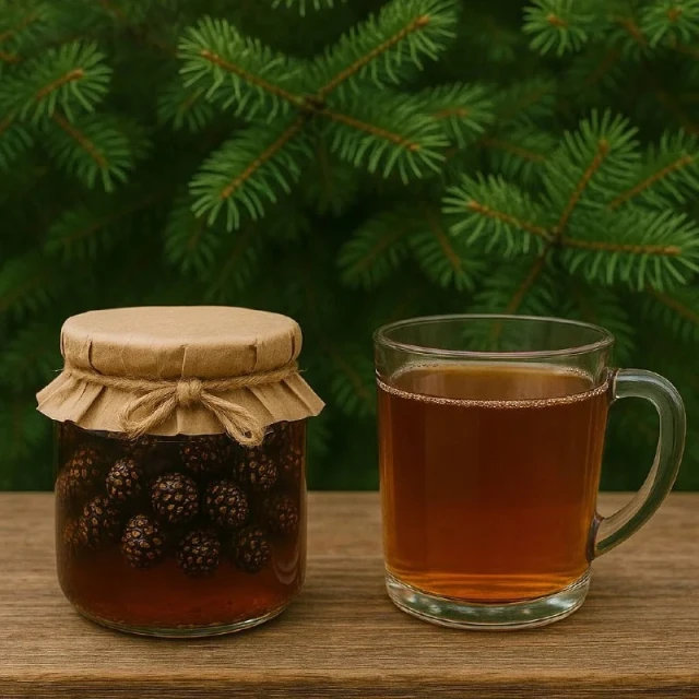 Syrop z pędów sosny 200 ml ekologiczny 100% naturalny na kaszel DO HERBATY