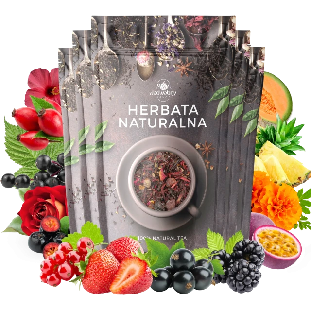 Zestaw herbat OWOCOWYCH 5 szt:  Leśny Dzban - Red Whisky - Wiśnia i Rum - Malinowo-poziomkowa - Yellow Submarine