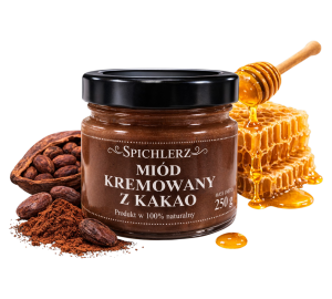 Miód kremowany z kakao 250 g – naturalny miód o czekoladowym smaku