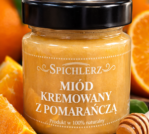 Miód kremowany z pomarańczą 250 g – naturalny miód owocowy o cytrusowym smaku