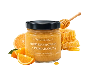 Miód kremowany z pomarańczą 250 g – naturalny miód owocowy o cytrusowym smaku