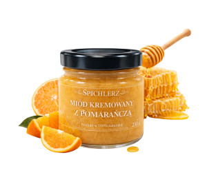 Miód kremowany z pomarańczą 250 g – naturalny miód owocowy o cytrusowym smaku