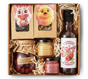 Zestaw NA WIELKANOC idealny upominek PREZENT z maliną MIODEM i herbatą