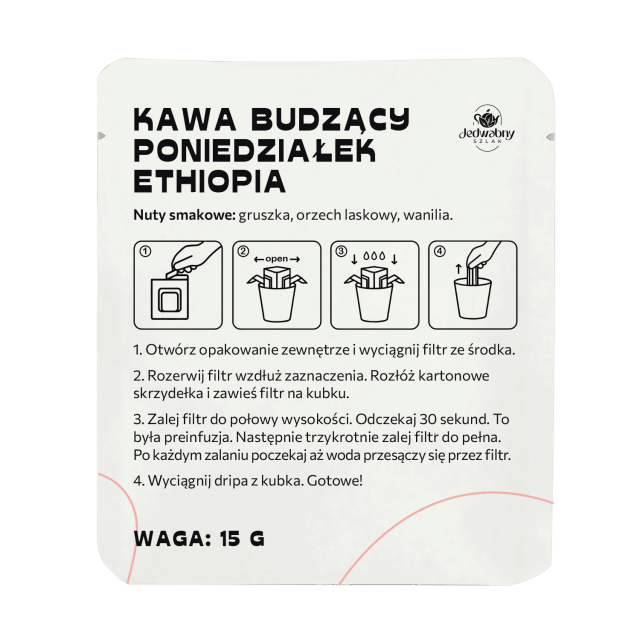 Drip Bag Etiopia Kawa w saszetkach NA PREZENT Coffee Kawa Poniedziałek 15g