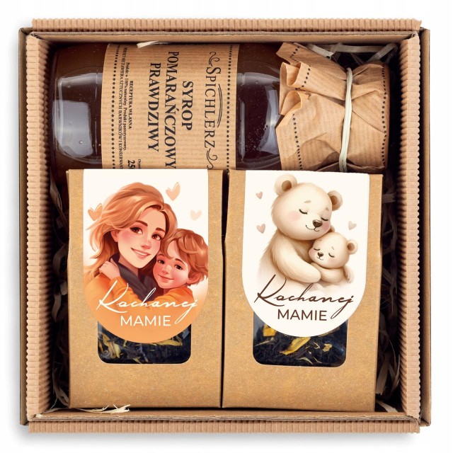 Prezent na DZIEŃ MATKI zestaw prezentowy HERBATA syrop do herbaty mini-box