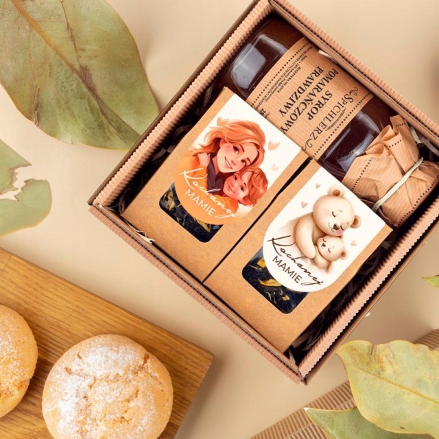 Prezent na DZIEŃ MATKI zestaw prezentowy HERBATA syrop do herbaty mini-box
