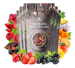Zestaw herbat OWOCOWYCH 5 szt: Malinowo-Poziomkowa - Przy kominku - Leśny Dzban - Truskawkowa Margarita - Mango Tango