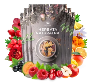 Zestaw herbat OWOCOWYCH 5 szt: Pieczona Gruszka - Malinowe Mojito - Mango Tango - Żurawinowo Truskawkowa - Purpurowe Wyspy