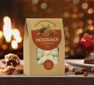 Migdały w białej czekoladzie z cynamonem 80 g