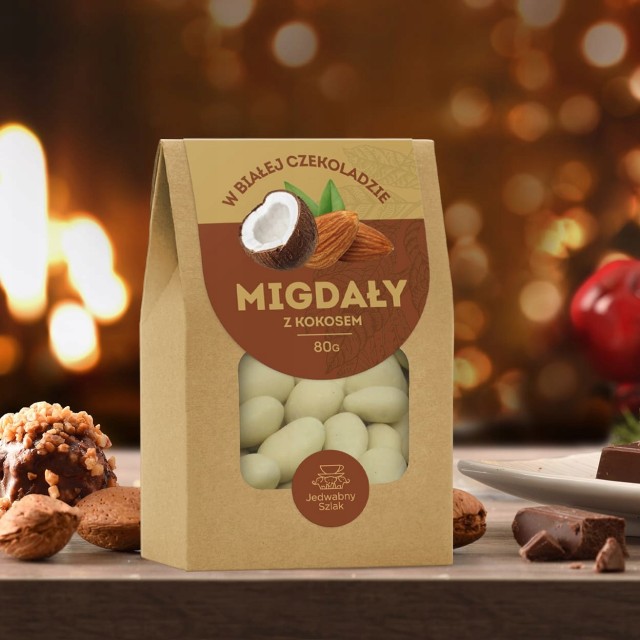 Migdały w białej czekoladzie z kokosem 80 g