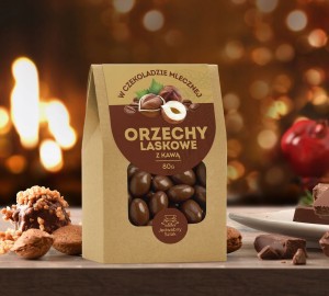 Orzechy laskowe w czekoladzie mlecznej z kawą 80g