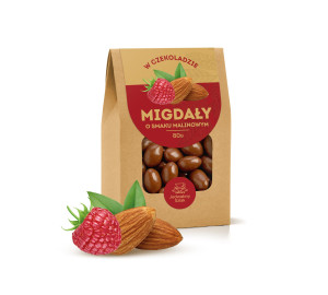 Migdały w czekoladzie o smaku malinowym 80g