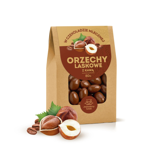 Orzechy laskowe w czekoladzie mlecznej z kawą 80g