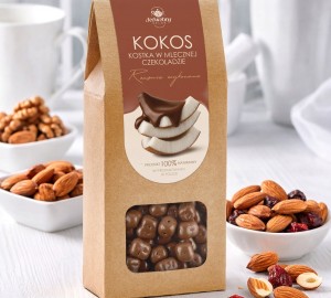 Kokos w MLECZNEJ czekoladzie KOSTKA słodycz 200 g przekąska