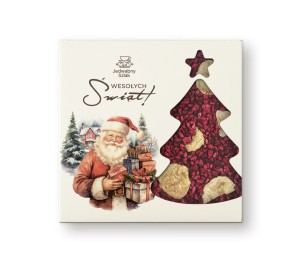 Czekolada na święta ciemna z bananami i malinami 85g MIkołaj z prezentami