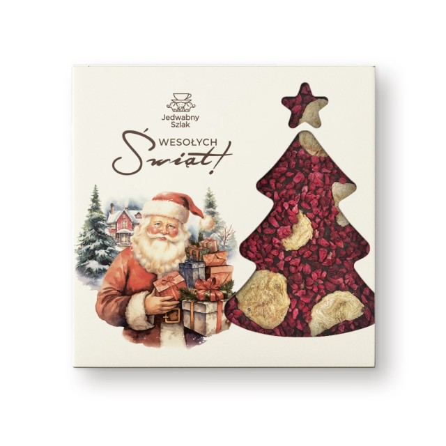 Czekolada na święta ciemna z bananami i malinami 85g MIkołaj z prezentami