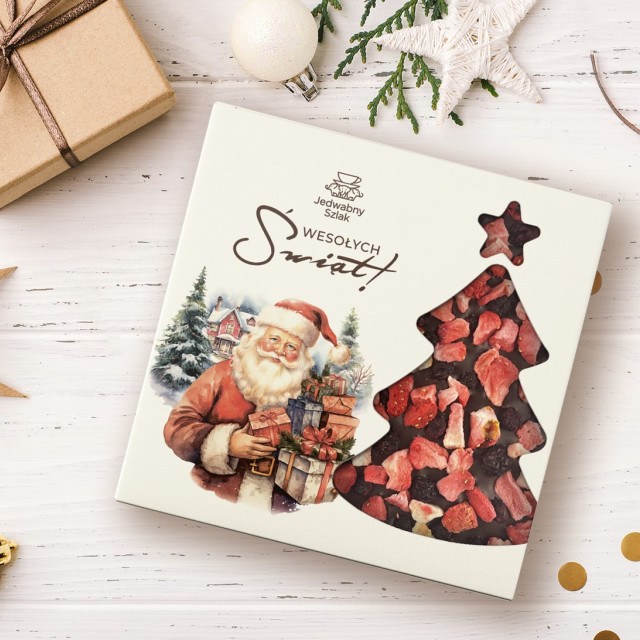 Czekolada na święta ciemna z truskawkami i jagodami  85g Mikołaj z prezentami