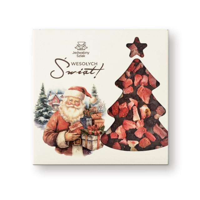 Czekolada na święta ciemna z truskawkami i jagodami  85g Mikołaj z prezentami