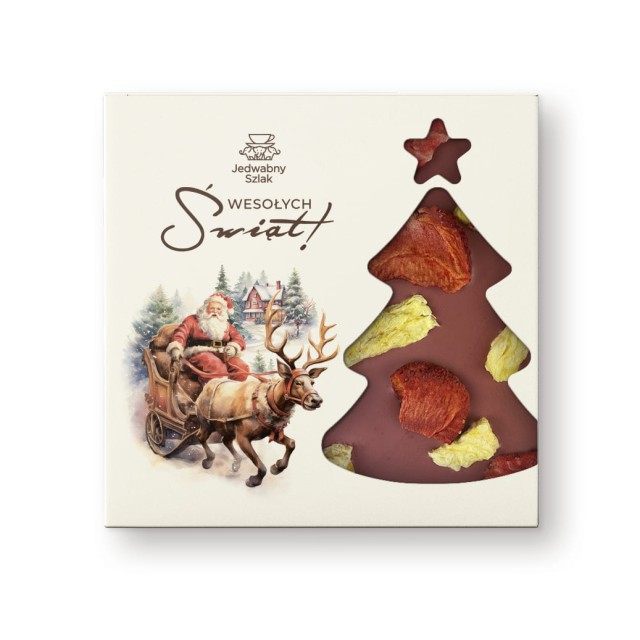 Czekolada na święta rubinowa z ananasem i truskawkami 85g Mikołaj Renifer