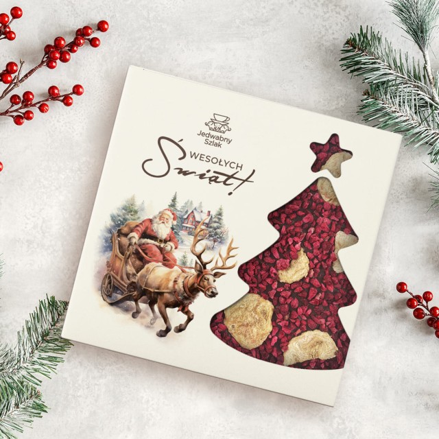 Czekolada na święta ciemna z bananami i malinami 85g Mikołaj Renifer