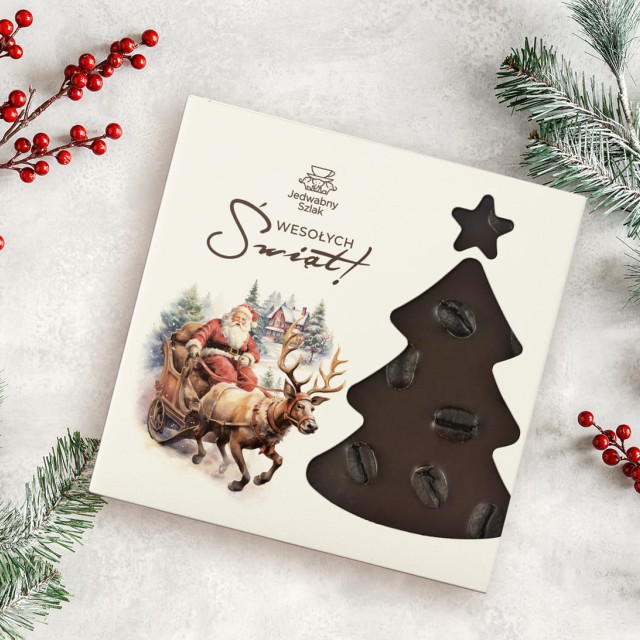 Czekolada na święta ciemna z kawą i miętą 85g Mikołaj Renifer