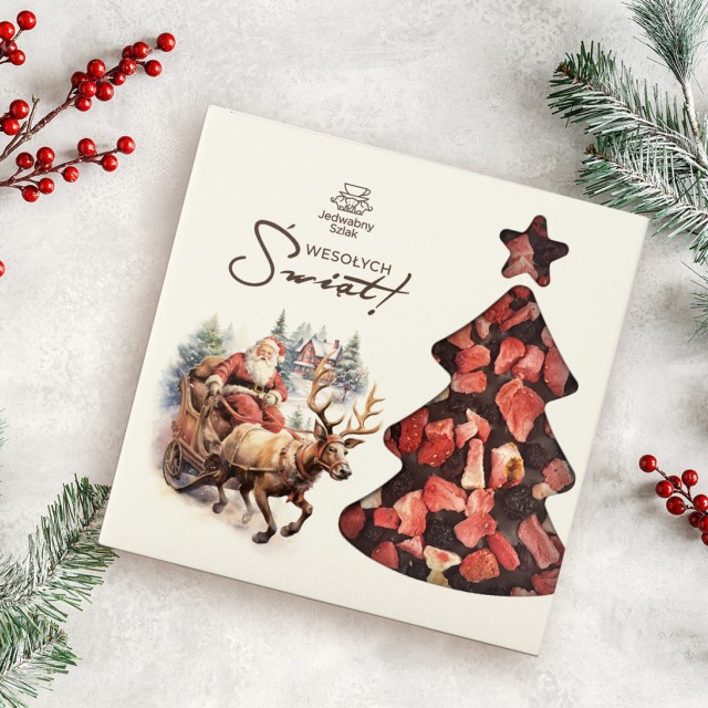 Czekolada na święta ciemna z truskawkami i jagodami 85g Mikołaj Renifer