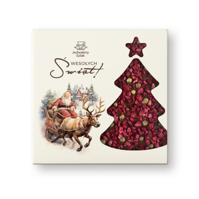 Czekolada na święta mleczna z zielonym pieprzem, malinami 85g Mikołaj Renifer