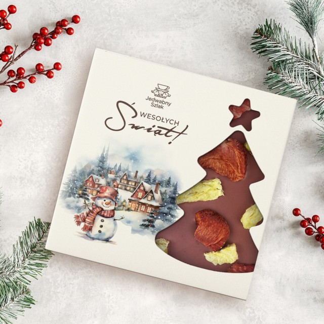 Czekolada na święta rubinowa z ananasem i truskawkami 85g