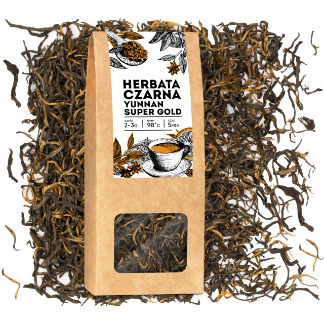 Herbata czarna liściasta Yunnan Super gold WYSOKA JAKOŚĆ luksusowa
