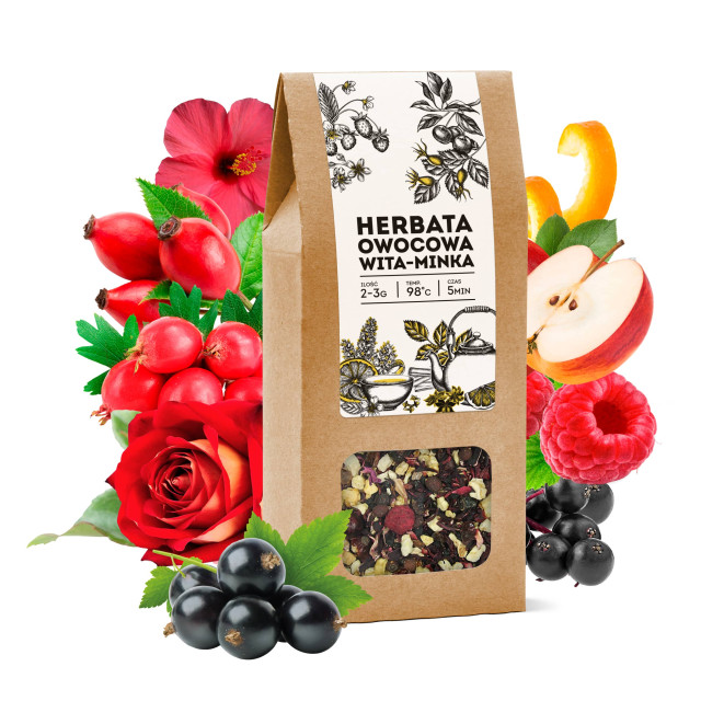 Herbata owocowa WITAMINKA hibiskus czarny bez róża porzeczka maliny tea