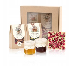 PREZENT NA WIELKANOC upominek zestaw pudełko herbata czekolada słodycze